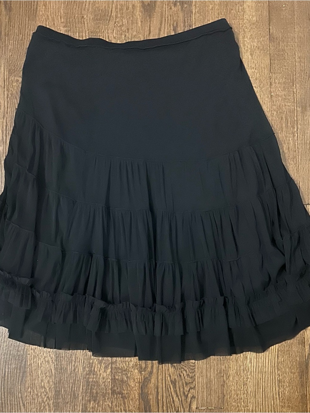 Max Studio Black Tiered Ruffle A-Line Skirt